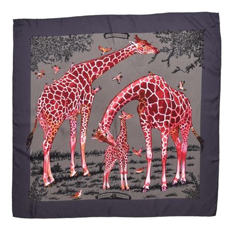 HERMES Silk Les Girafes Scarf 90 280278 